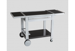 Metal trolley with large wooden work surface