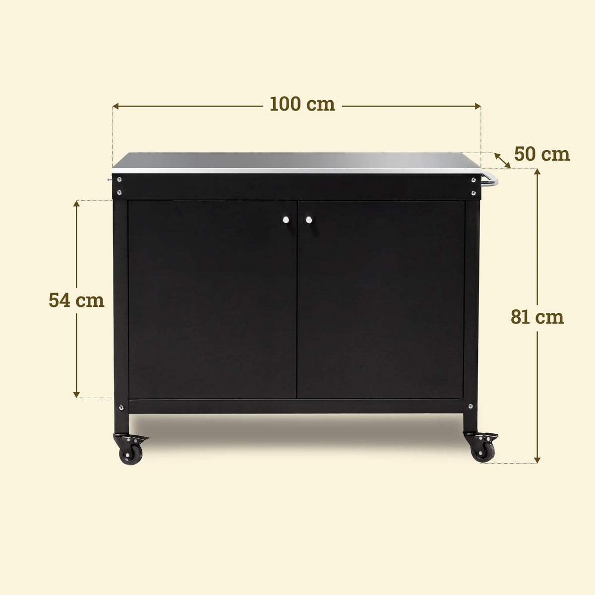 Desserte Bodega Vivaplancha avec dimensions, meuble en acier pour plancha et cuisine extérieure.