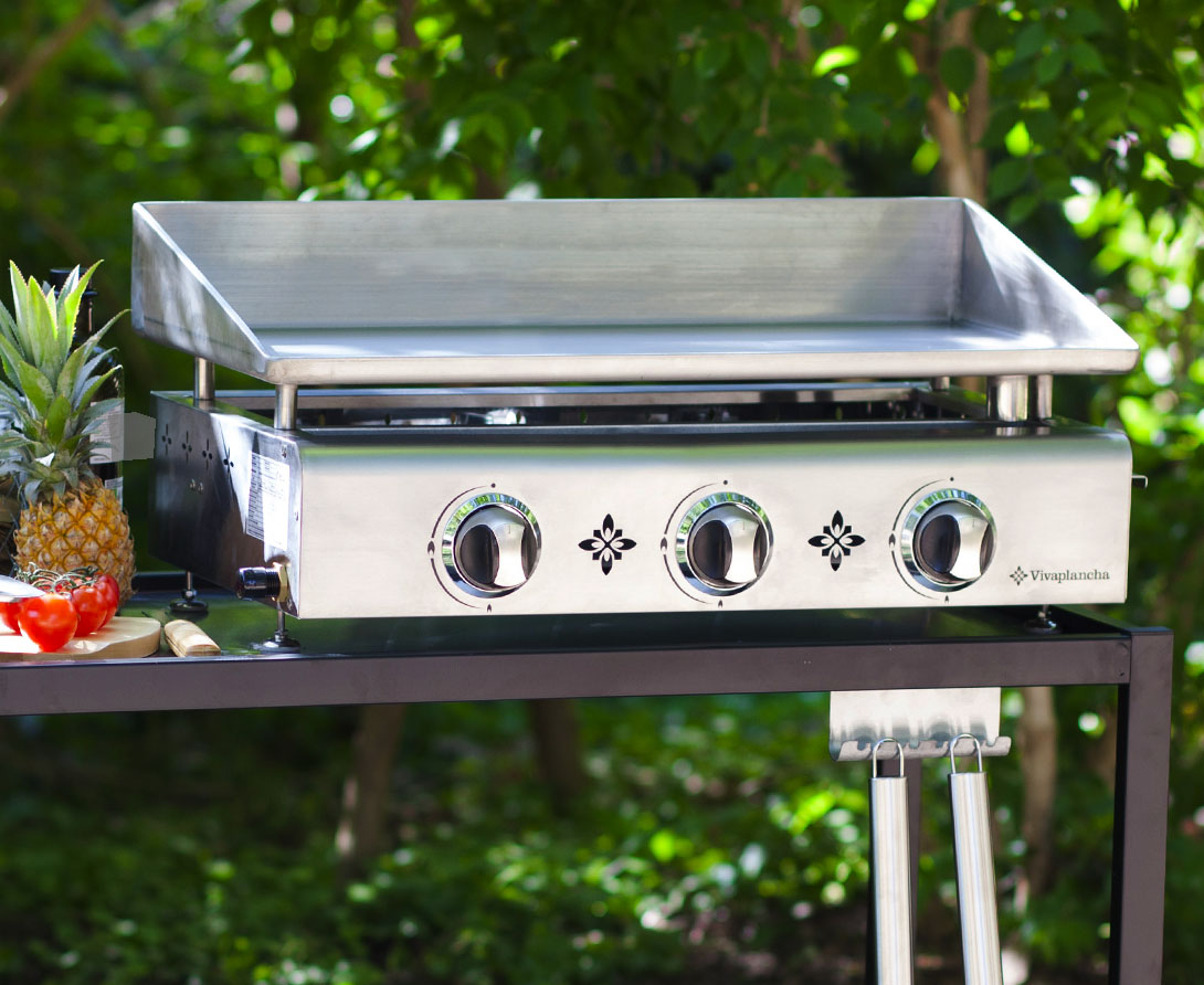 Plancha gas grill 3 burners stainless steel